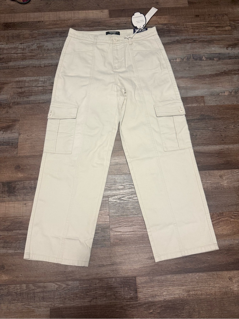 Monkey Ride Jeans Wide Leg Cargo Pants in Cream NWT Size 11 Orginal Vintage Styl